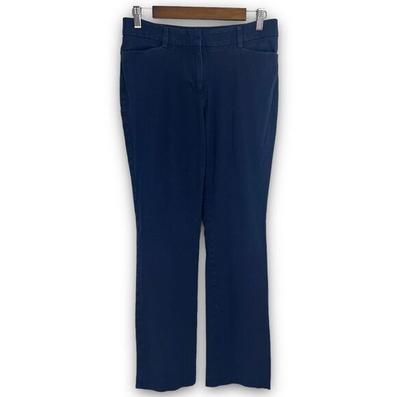 41 Hawthorn Navy Mid-Rise Flat Front Stretch Straight Leg Chino‎ Trousers Size 4 - Picture 1 of 13